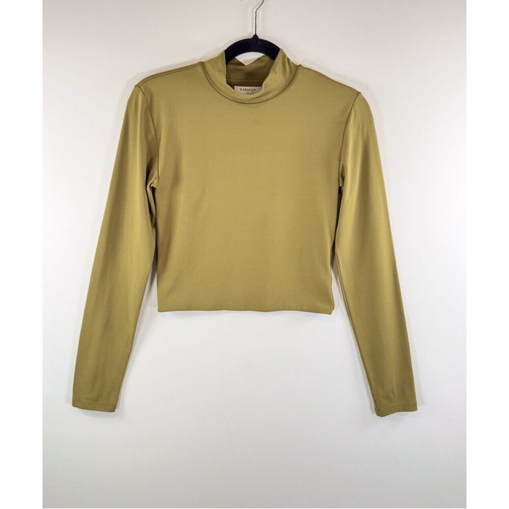 Women's Long Sleeve Mock Neck Top - Olive